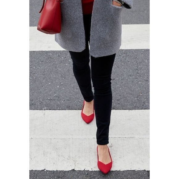 ROTHY'S Ballet Flat Loafer Pointed Toe Red Slip On Textile Size 8 - Picture 11 of 11